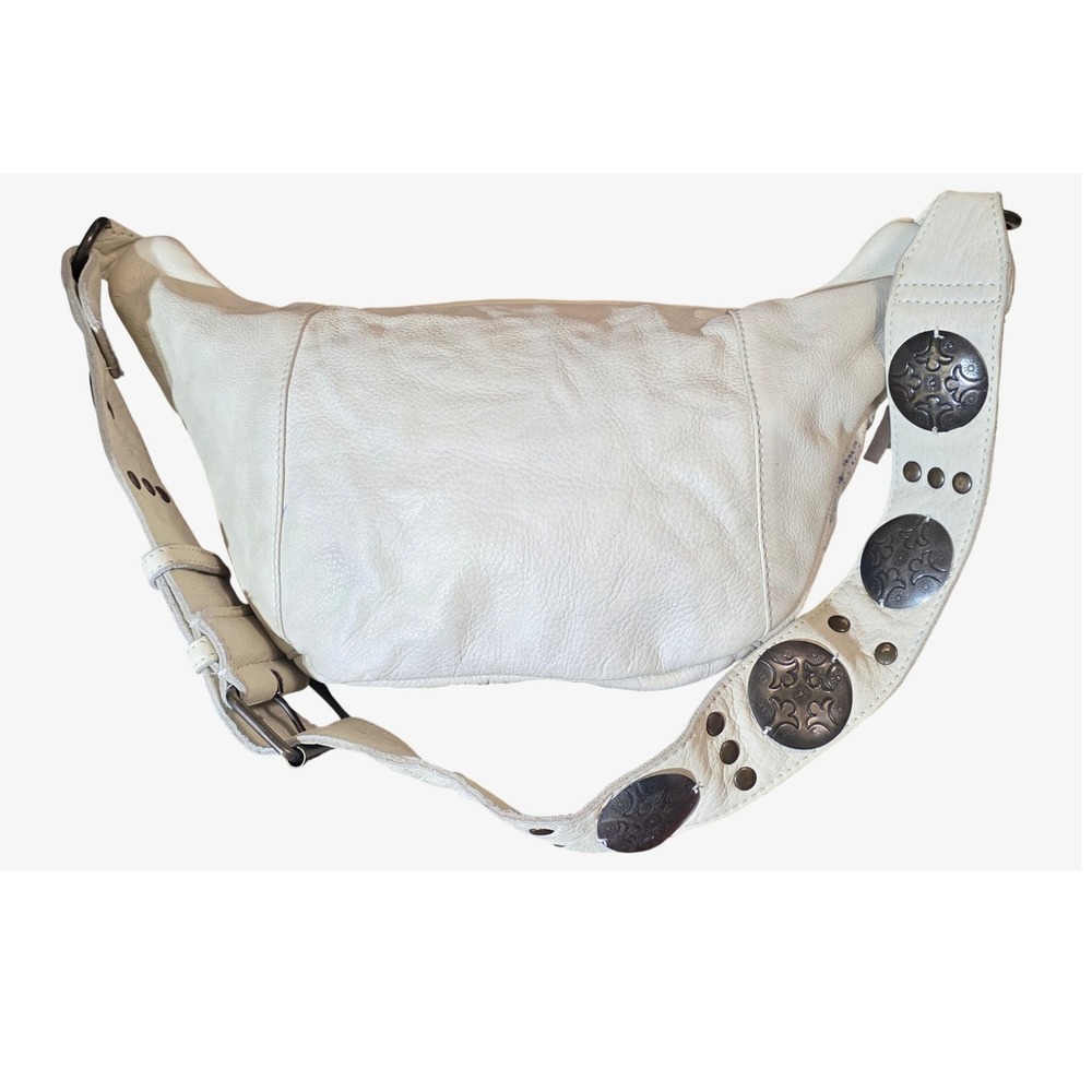 Free People Cream Leather Studded Belt Bag Fanny Pack Crossbody - Picture 10 of 14
